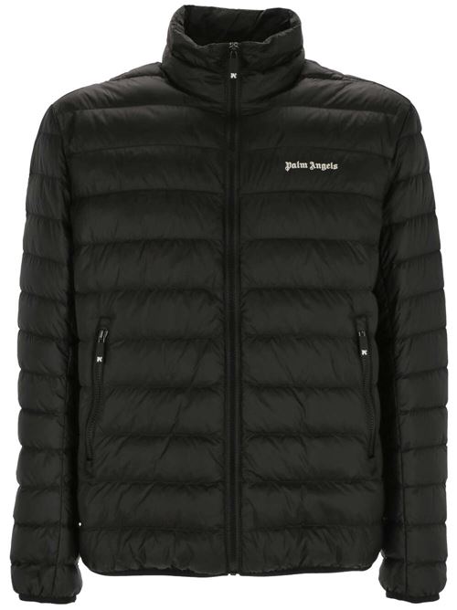 Black down jacket with logo print on the chest PALM ANGELS | PMED045S24FAB0011003